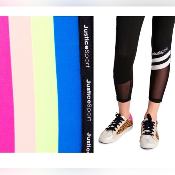 Justice sport rainbow stripe black leggings - size XL (16/18) - Picture 5 of 5